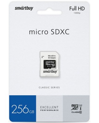 Карта памяти micro SDXC Smartbuy 256GB Class 10+SD адаптер